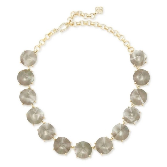 Kendra Scott NWT Jolie Gray Illusion 14K Gold-Plated Statement Necklace +Pouch - Picture 16 of 16